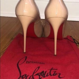 Christian Louboutin Tan Peep Toe Pump